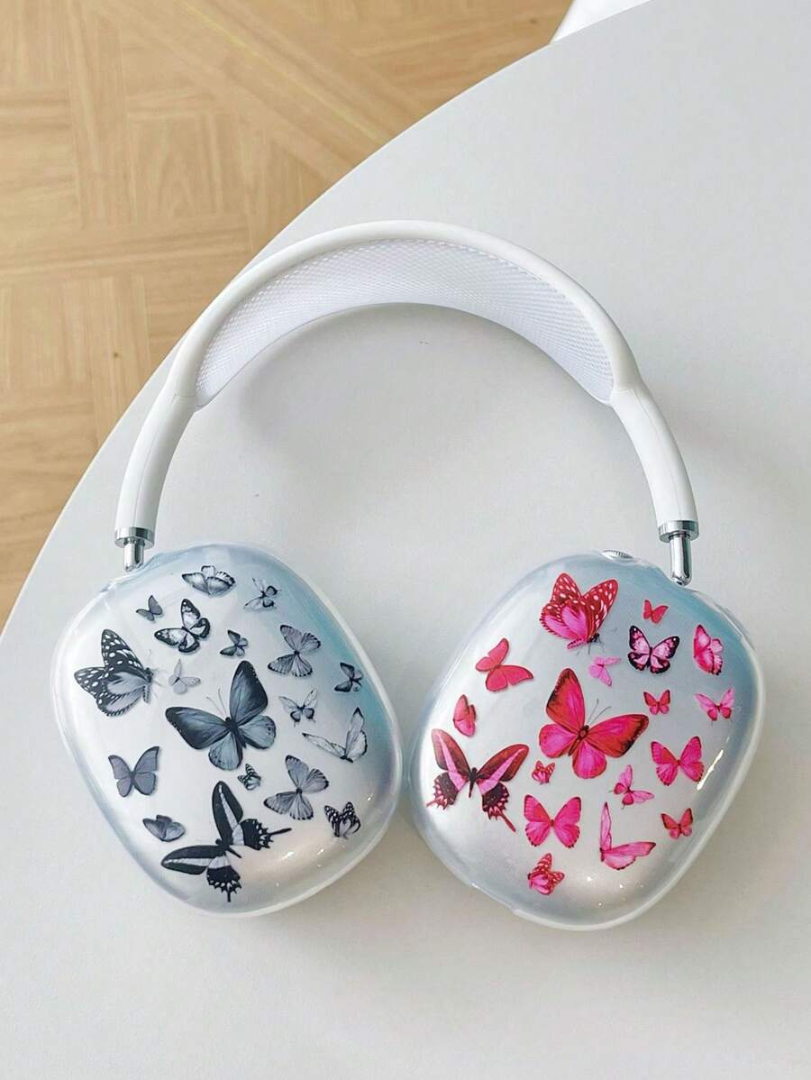 1 对蝴蝶图案保护套，适用于苹果耳机、耳罩、耳盖