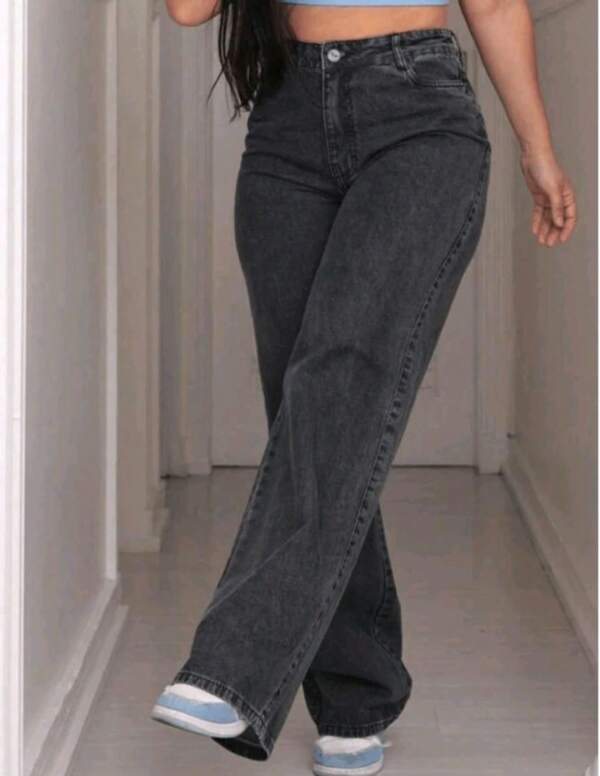 Calça Jeans Feminina Wid Leg Marmorizada