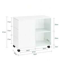 SoBuy Filing Cabinet, Filing Cabinet Trolley, Printer Table, Printer Stand, Rolling Container With 5 Casters, Storage Cabinet, Office Cabinet, White, Approx. 35x61x70cm (WxHxD), FBT141-W - White - View 2