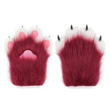 人造毛皮毛绒毛茸茸猫爪手套毛皮服装动物狐狸爪手套万圣节角色扮演服装配饰 - 彩色 - 查看 13