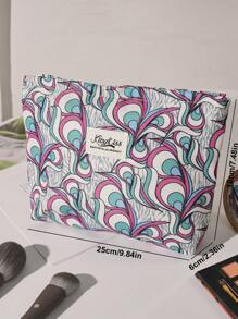 1 Pieza Bolsa de maquillaje asimétrica rosa, bolsa de maquillaje portátil de moda y estilo casual, bolsa de maquillaje, bolsa de maquillaje pequeña, estuche de maquillaje, bolsa de maquillaje linda, bolsas cosméticas, toallas sanitarias, almohadillas, AirPods, auriculares con cable, cargador, auriculares, bolsa de viaje de maquillaje, bolsa de cuidado de la piel, bolsas de maquillaje para mujeres, dulces, enfermeras, estudiantes, regalo de vacaciones.
