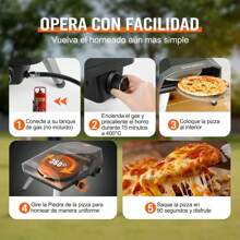 NOVANGUA Horno para pizza de gas, Horno de pizza portátil de 12", acero inoxidable, con termómetro incluido, control de temperatura ajustable, piedra para pizza giratoria, apto para exteriores - 1 - Ver 7