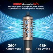 3 In 1 Automatically Rotating Hot Air Blow Dryer Brush Set, Auto Spin Hair Dryer With 2 Interchangeable Brush(38mm+50mm) & Air Nozzle, Electric Hot Air Spin Hair Brush Set For Hair Volumizer, Drying, Straightening, Curling