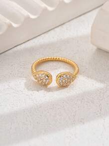 1 pieza Anillo de mujer elegante y de lujo con baño de oro y diseño de gota de agua, ideal para uso diario, Día de San Valentín, boda y otras ocasiones