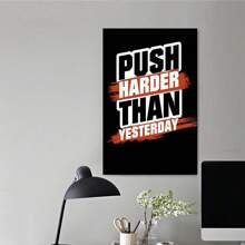 Framed-Inspirational Quote Wall Art Push Harder Than Yesterday Canvas Stylish Home Decoration Ideal Gift For Bedroom Decoration, Room Living Room Wall Decoration, Valentine's Day Gift - Framed - View 3
