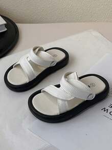 1 双儿童运动凉鞋，休闲软底男女款夏季沙滩拖鞋 - 白色 - 查看 6