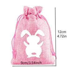 4/12pcs Easter Gift Bags With Drawstring, Easter Bunny Printed Gift Packaging Bags, Small Size Gift Bags In Multiple Colors - Multicolor - View 6