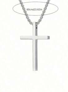 1 pieza de collar de acero inoxidable con colgante de cruz, de estilo simple y de moda, de estilo callejero hip-hop, adecuado para que los hombres lo usen en la calle todos los días