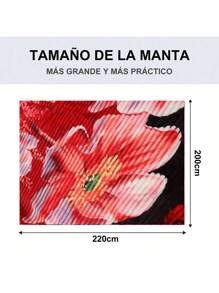 Cobijas Ligera Matrimonial Con Flores, Frazada Súper Suaves y Acogedoras, Patrón a Rayas, Super Suave y Cálida, Para Uso Durante Todas Las Estaciones (200*220 cm) - Rojo Rubí - Ver 7