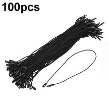 100pcs Polyester Ropes 7.7 Inches White Beige Black Hang Price Tag String Snap Lock Pins Loop Fastener Hook Ties For Clothes Tags Luggage Label