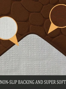 Cobblestone Embossed Bathroom Mat Non-Slip Bathtub Washbasin Rugs, Side Floor Mat, Bathroom Doormat Memory Foam Mat - Brown - View 3