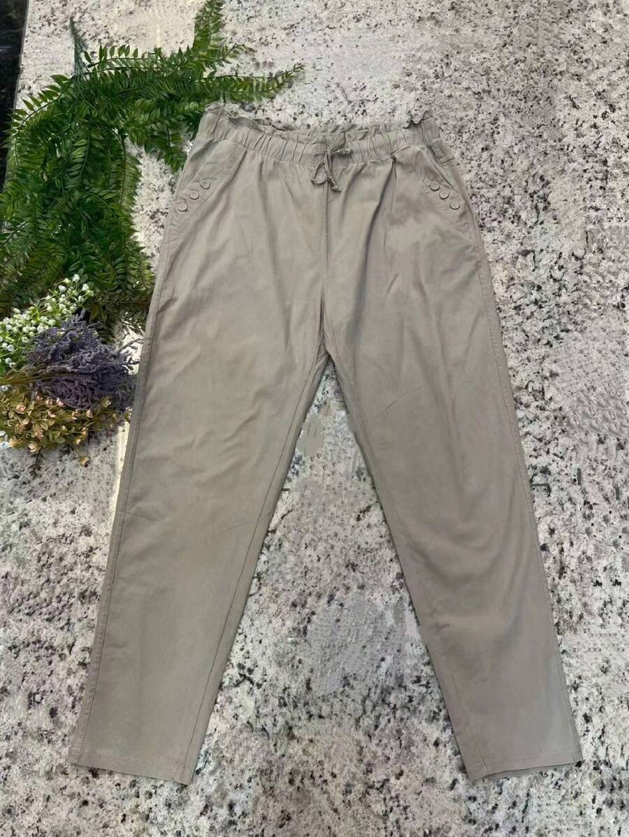 Women's Plusd Pants In Stretch Twill Fabric - Beige - View 1