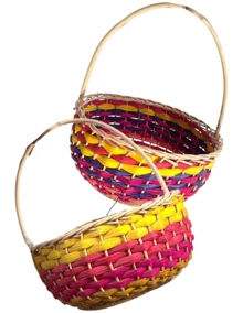 10 Handmade Baskets In Mexican Party Color, Wedding Souvenir Palm - Multicolor - View 2