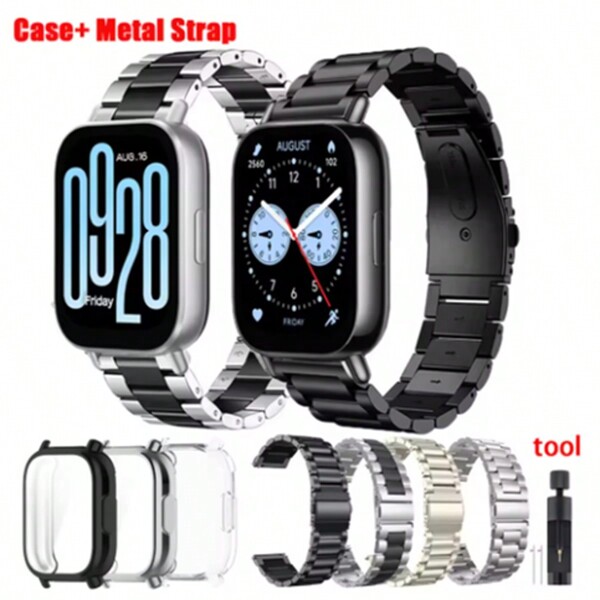 Case+Luxury Metal Strap Compatible With Redmi Watch 5 Active TPU Soft Case Compatible With Xiaomi Redmi Watch 5 Lite Stainless Steel Watchband