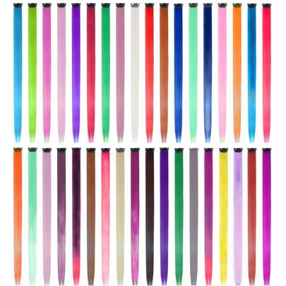 EuTengHao EuTengHao 36 Confezioni Clip Colorate nelle Estensioni Dei Capelli 22'' Clip Colorate Estensioni Dei Capelli Lisci per Strisce Multicolore per Feste Posticci Sintetici (Set da 36 Colori)