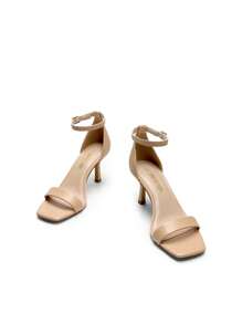 Women High Stilettos Open Square Toe Ankle Strap Heeled Sandals Sexy Fashion Comfort Dress Shoes Wedding Bridal Pumps Heeled Sandals - 裸色 - 查看 5