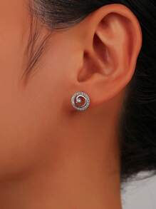 1 par de pendientes de aro de plata de ley 925 chapada en platino con circonita cúbica hueca, pendientes minimalistas versátiles de moda para uso diario, cena, citas