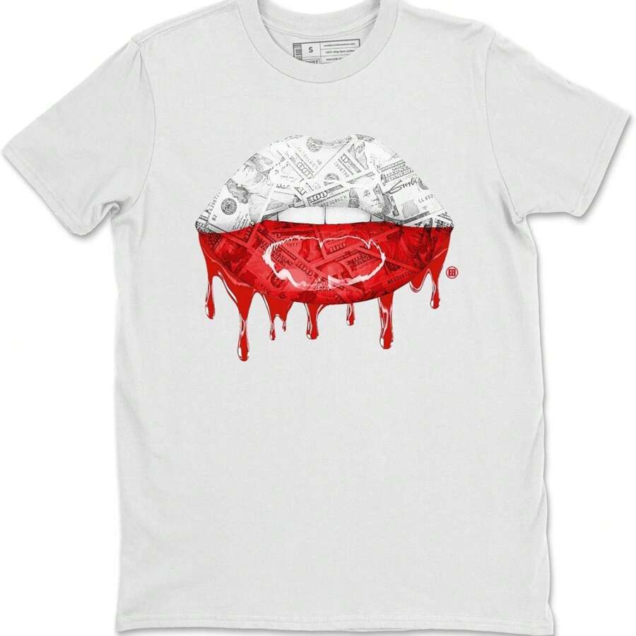 Graphic Tees Money Lips Design Printed 11 Cherry Sneaker Matching T-Shirt - White - View 1