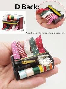 1 Set Mini Sewing Box Kit For Dollhouse, Includes Mini Thread, Scissor, Ruler Toy, Suitable For Dollhouse Accessories Decoration - Multicolor - View 8