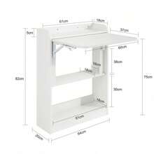 SoBuy Schreibtisch klappbar Computertisch mit Ablagen Klapptisch Arbeitstisch Bürotisch für Homeoffice Wandtisch Laptoptisch BHT ca.: 64x82x58cm FWT92-W
