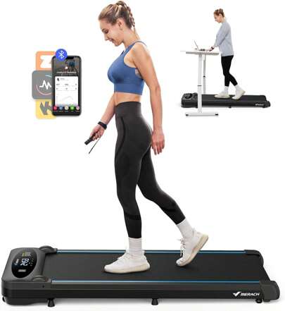 MERACH Walking Pad Treadmill, Under Desk Treadmill, Walking Treadmill 3 In 1 For Home/Office, 265LBS Capacity, 2.75HP Portable Walking Treadmill With Magnetic Remote Control, LED Display, Non-Assembly