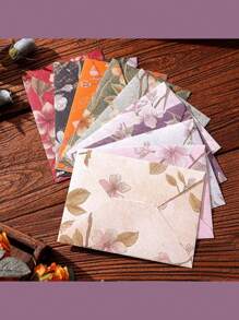 10 Pcs High-Grade Retro Flower Envelopes With Embossing And Bronzing, With A Variety Of Colors And Flowers To Choose From, Are Very Suitable For Weddings, Anniversaries, Birthdays And Valentine's Day And Other Festivals Or Daily Use, With Automatic Sealing And High-Quality Paper, Which Is Suitable For Everyone.(Because Of Paper Cutting, The Position Of Flowers Is Random.)