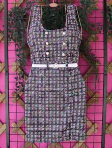 Short Dress With Wide Straps And Buttons And Leg Opening (Includes Belt) - Navy Blue - View 3