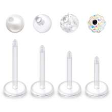 Boucles d'oreille hélix 16G en acrylique clair, rétenteur tragus en bioflex clair, anneaux de lèvres, anneaux de lèvres Monroe, clous Labret, bijoux pour piercing Méduse, 3 mm, 8-31 pièces, pour femmes et hommes