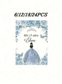 6/12/18/24 piezas Etiquetas personalizadas a prueba de agua para botellas, etiquetas de cumpleaños personalizadas con diseño de corona, regalos íntimos, opciones perfectas para familia y amigos, bodas, fiestas y eventos, regalos perfectos para cumpleaños, aniversarios, Día de San Valentín y otras ocasiones, artículos esenciales para bodas - Multicolor - Ver 39