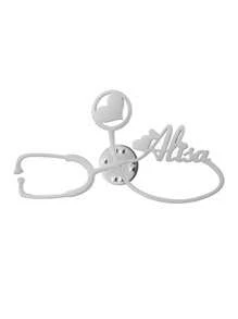 Custom Heart Stethoscope Name Brooch - Personalized Stainless Steel Lapel Pin Brooch For Men Women, Perfect For Business, Weddings, Bridesmaids, Birthdays, Teacher Appreciation & Graduation Gifts Fashion Jewelry For Doctor Nurse