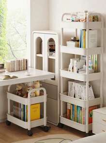 1 pezzo Scaffale multilivello per cucina, carrello utility mobile per cosmetici, spuntino, articoli per neonati, soggiorno, bagno, scaffale portaoggetti in plastica (ganci non inclusi) - Multicolore - Visualizzare 3