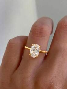 1PC Delicate Elegant And Luxurious 925 Sterling Silver 4 Claw Oval Bamboo Women'S Ring Ladies Jewelry Gift Birthday Gift Party Gift