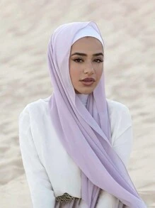 1 Box Set Chiffon Hijab (5pcs Hijabs + 2pcs Hijab Clips) - Multicolor - View 4