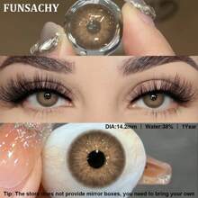 FUNSACHY METATRON Series Brown Contact Lenses, 14.2mm Natural Color Soft Disposable Contact Lenses, Suitable For Halloween Cosplay - Rust Brown - View 3