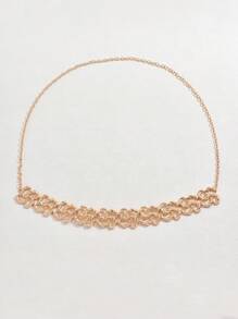 1pc Fashionable Unique Exaggerated Geometric Asymmetrical Multi-Square Hollow Spiral Metal Linked Waist Chain, Versatile For Daily Wear And Parties - Yellow Gold - View 5