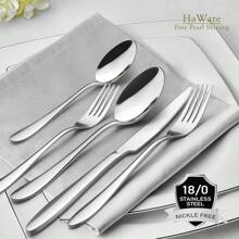 40-Piece Silverware Set, Stainless Steel Flatware Service For 8, Modern Tableware Cutlery For Home, Elegant Eating Utensils Include Knives/Spoons/Forks, Mirror Polished, Dishwasher Safe