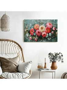 1pc Rose Bouquet Valentine's Day Wall Art Canvas Paintings Wooden Framed Canvas Painting -  Thickness 2.25cm/0.9inch,Home Gift Decoration, Room Decoration Aesthetic, Wall Decoration Art, Perfect Gift, Autumn And Winter Wall Decoration, Living Room Decoration, Bedroom Decoration, Kitchen Decoration, Entry Decoration, Bathroom Decoration, Direct Wall Painting, High Quality Wall Painting Poster