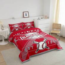 Erosebridal 2/3 Pcs Basketball Baseball Comforter Set For Teens Adults, Cozy Ball Games Bed Set Sports Theme Bedding Set, Soft And Comfortable Baseball Player Quilt Set - Home Guest Room Bedroom Decor For Birthday & Festival Presents, Microfiber(Machine Washable)