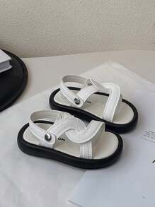 1 双儿童运动凉鞋，休闲软底男女款夏季沙滩拖鞋 - 白色 - 查看 2