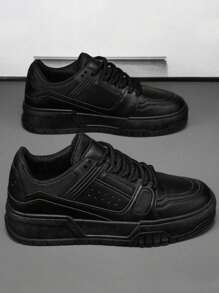 Zapatillas casuales para hombre, Zapatillas de tenis para hombre, Zapatos Casuales de Suela Gruesa Para Hombre,Zapatillas deportivas casuales negras versátiles para jóvenes con plataforma gruesa y suela elevadora.Zapatos deportivos de Que Aumentan La Altura - Negro - Ver 8