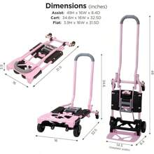 Carretilla y Carretilla Plegable de Múltiples Posiciones, Rosa - Rosa - Ver 6