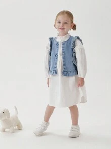 MARC&JANIE 年轻女孩优雅甜美提花荷叶边领连衣裙，春季