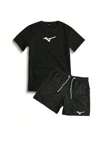 Tectel Summer Gym Walking T-Shirt And Shorts Kit Set - Black - View 1