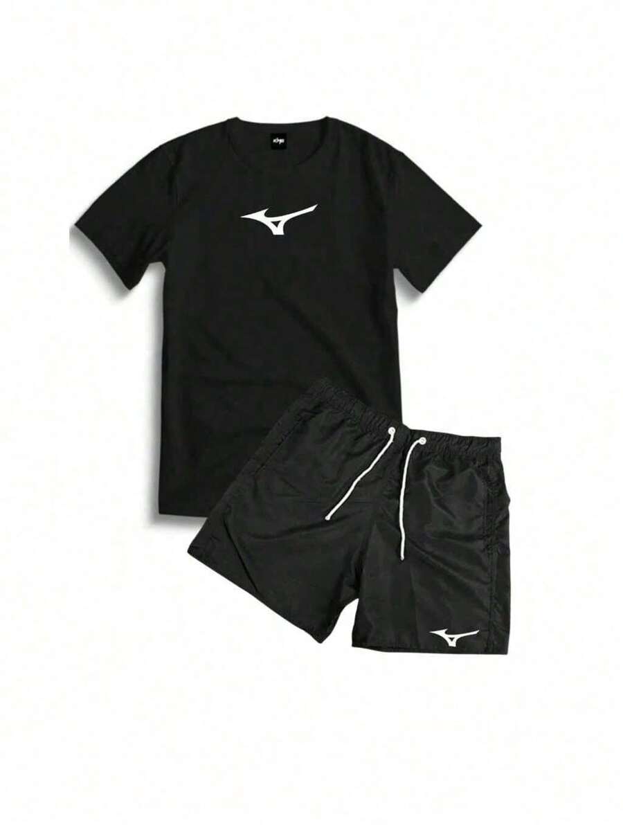 Tectel Summer Gym Walking T-Shirt And Shorts Kit Set - Black - View 1