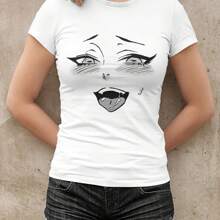 Ahegao Shirt, Anime Face Shirt, White Unisex And Ladies Shirt, Multiple Colors, Meme T-Shirt, Graphic Tees, Sarcastic Shirt. - trắng - Xem 1