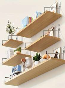 1pc Wall Mounted Ledge Shelves, No-Drill, Suitable For Living Room, Bedroom, TV Background, Available In Small, Medium, Large Sizes Room Decor