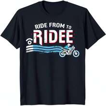 Men's  Motorcycle T-Shirt With Wave Design & 'Ride From To Ridee' Print