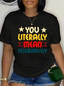 You Literally Mean Figuratively English Teacher Grammartees,Fashion Casual T-Shirt - màu đen - Xem 1