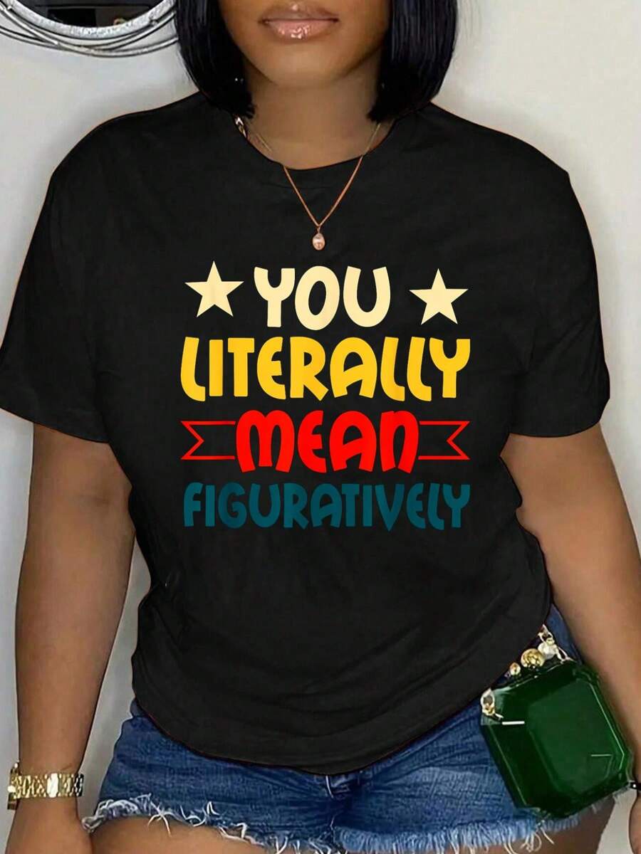 You Literally Mean Figuratively English Teacher Grammartees,Fashion Casual T-Shirt - màu đen - Xem 1