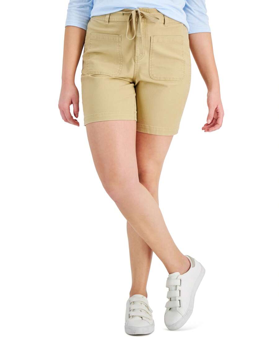 Style & Co Patch Pocket Shorts - Beige - View 1